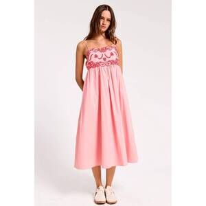 NEW ULTRAMARINE worth the wait embroidered midi dress in blush